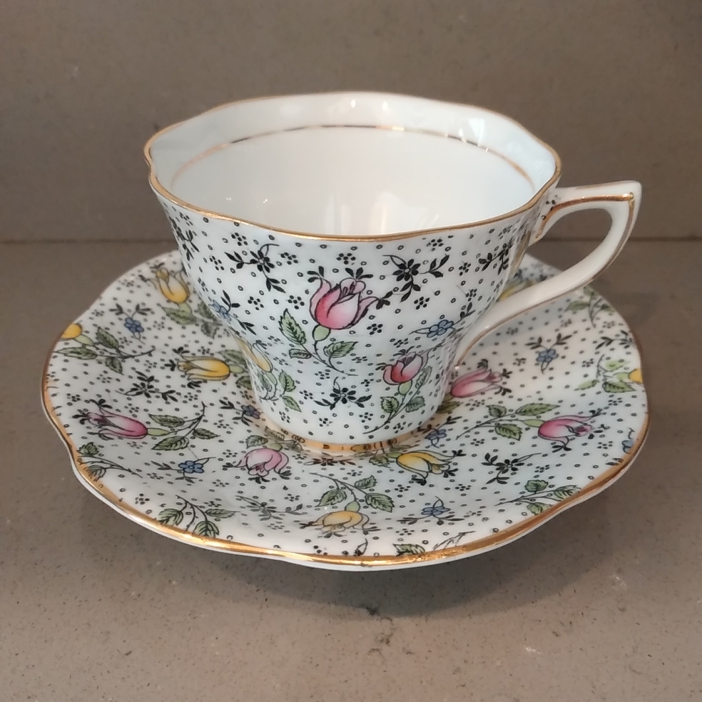 Rosina Fine Bone China Floral Teacup and Saucer Made In England